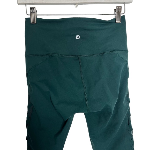 Lululemon Athletica Deep Green 27” Criss Cross Mesh Side High Times Leggings 6 - Picture 7 of 12